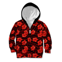Polynesian Pride Hawaii Style With Hibiscus Kid Hoodie Red LT9 Zip Hoodie Red - Polynesian Pride