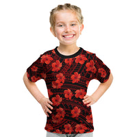 Polynesian Pride Hawaii Style With Hibiscus Kid T Shirt Red LT9 Red - Polynesian Pride