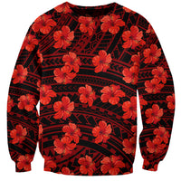 Polynesian Pride Hawaii Style With Hibiscus Sweatshirt Red LT9 Unisex Red - Polynesian Pride