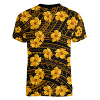 Polynesian Pride Hawaii Style With Hibiscus Women V Neck T Shirt Yellow LT9 - Polynesian Pride