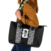 New Zealand Football White Fern Supporter Leather Tote Bag LT9 Black - Polynesian Pride