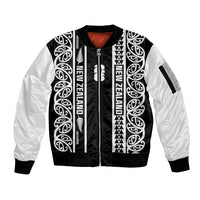 Custom New Zealand Football White Fern Supporter Sleeve Zip Bomber Jacket LT9 Unisex Black - Polynesian Pride