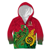 Personalised Vanuatu Islands Kid Hoodie Polynesian Tattoo and Sea Turtle LT9 Zip Hoodie Green - Polynesian Pride