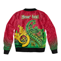 Personalised Vanuatu Islands Sleeve Zip Bomber Jacket Polynesian Tattoo and Sea Turtle LT9 - Polynesian Pride