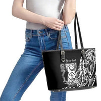 671 Guam Personalised Leather Tote Bag Latte Stone Tribal