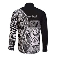 671 Guam Personalised Long Sleeve Button Shirt Latte Stone Tribal LT9 - Polynesian Pride