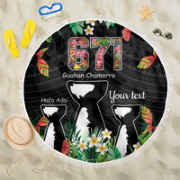 671 Guam Personalised Beach Blanket Latte Stone and Tropical Flowers