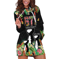 671 Guam Personalised Hoodie Dress Latte Stone and Tropical Flowers