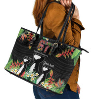 671 Guam Personalised Leather Tote Bag Latte Stone and Tropical Flowers