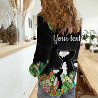 671 Guam Personalised Women Casual Shirt Latte Stone and Tropical Flowers