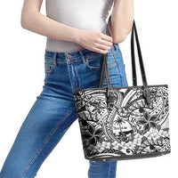 Guam Hafa Adai Guasali Flowers Leather Tote Bag LT9 - Polynesian Pride