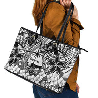 Guam Hafa Adai Guasali Flowers Leather Tote Bag LT9 - Polynesian Pride