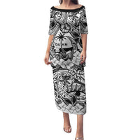 Guam Hafa Adai Guasali Flowers Puletasi LT9 Long Dress Black - Polynesian Pride