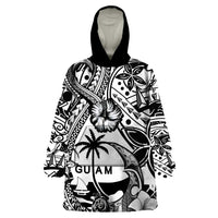 Guam Hafa Adai Guasali Flowers Wearable Blanket Hoodie LT9 One Size Black - Polynesian Pride
