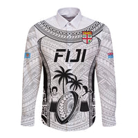Fiji Rugby Long Sleeve Button Shirt Go Champions World Cup 2023 Tapa Unique White Vibe LT9 Unisex White - Polynesian Pride