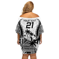 Custom Fiji Rugby Off Shoulder Short Dress Go Champions World Cup 2023 Tapa Unique White Vibe LT9 - Polynesian Pride