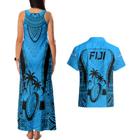 Fiji Rugby Couples Matching Tank Maxi Dress and Hawaiian Shirt Go Champions World Cup 2023 Tapa Unique Blue Vibe LT9 - Polynesian Pride