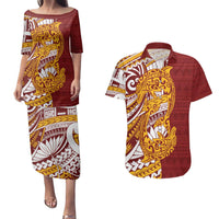 Couple Dolphins Maori Motif Couples Matching Puletasi and Hawaiian Shirt - Polynesian Pride