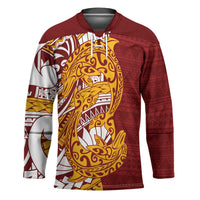 Couple Dolphins Maori Motif Hockey Jersey LT9 Unisex Burgundy - Polynesian Pride