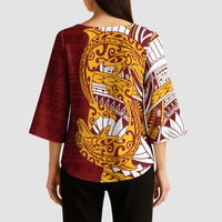 Couple Dolphins Maori Motif Kimono Sleeve Blouse - Polynesian Pride