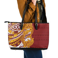 Couple Dolphins Maori Motif Leather Tote Bag - Polynesian Pride