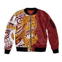 Couple Dolphins Maori Motif Sleeve Zip Bomber Jacket - Polynesian Pride