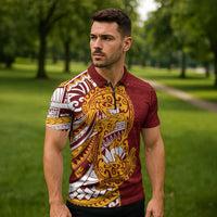 Couple Dolphins Maori Motif Zipper Polo Shirt - Polynesian Pride