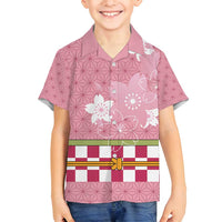Japanese Asanoha Pattern Family Matching Puletasi and Hawaiian Shirt Charm Against Evil Spirits LT9 Son's Shirt Pink - Polynesian Pride