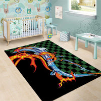 Japanese Asanoha Pattern Area Rug Sun Flame Slayer Dragon Hinokami Kagura Spirit - Polynesian Pride