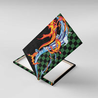 Japanese Asanoha Pattern Canvas Wall Art Sun Flame Slayer Dragon Hinokami Kagura Spirit LT9 With Frame Green - Polynesian Pride