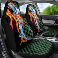 Japanese Asanoha Pattern Car Seat Cover Sun Flame Slayer Dragon Hinokami Kagura Spirit - Polynesian Pride