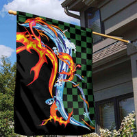 Japanese Asanoha Pattern Garden Flag Sun Flame Slayer Dragon Hinokami Kagura Spirit - Polynesian Pride