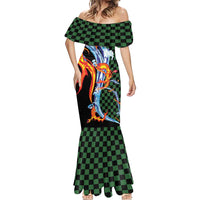 Japanese Asanoha Pattern Mermaid Dress Sun Flame Slayer Dragon Hinokami Kagura Spirit - Polynesian Pride
