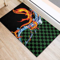 Japanese Asanoha Pattern Rubber Doormat Sun Flame Slayer Dragon Hinokami Kagura Spirit - Polynesian Pride