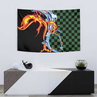 Japanese Asanoha Pattern Tapestry Sun Flame Slayer Dragon Hinokami Kagura Spirit - Polynesian Pride