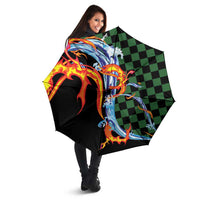 Japanese Asanoha Pattern Umbrella Sun Flame Slayer Dragon Hinokami Kagura Spirit - Polynesian Pride