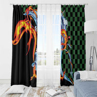 Japanese Asanoha Pattern Window Curtain Sun Flame Slayer Dragon Hinokami Kagura Spirit - Polynesian Pride