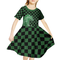 Japanese Asanoha Pattern Kid Short Sleeve Dress Water Breathing Slayer Dragon - Polynesian Pride