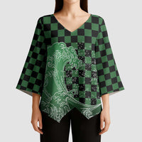 Japanese Asanoha Pattern Kimono Sleeve Blouse Water Breathing Slayer Dragon LT9 - Polynesian Pride