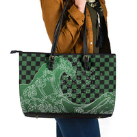 Japanese Asanoha Pattern Leather Tote Bag Water Breathing Slayer Dragon - Polynesian Pride