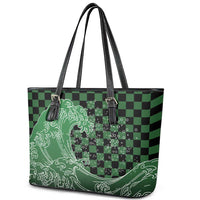 Japanese Asanoha Pattern Leather Tote Bag Water Breathing Slayer Dragon - Polynesian Pride