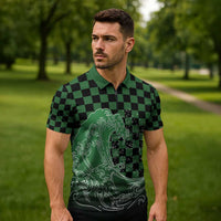 Japanese Asanoha Pattern Zipper Polo Shirt Water Breathing Slayer Dragon LT9 - Polynesian Pride