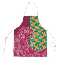 Japanese Bishamon-Kikkou Pattern Apron Water Pillar Silent River Flow LT9 Burgundy - Polynesian Pride