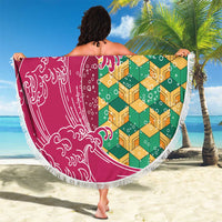 Japanese Bishamon-Kikkou Pattern Beach Blanket Water Pillar Silent River Flow LT9 - Polynesian Pride
