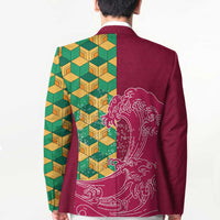 Japanese Bishamon-Kikkou Pattern Blazer Water Pillar Silent River Flow LT9 - Polynesian Pride