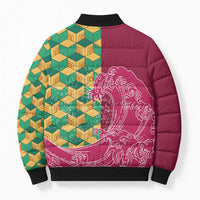 Japanese Bishamon-Kikkou Pattern Bomber Puffer Jacket Water Pillar Silent River Flow LT9 - Polynesian Pride