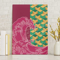 Japanese Bishamon-Kikkou Pattern Canvas Wall Art Water Pillar Silent River Flow LT9 Without Frame Burgundy - Polynesian Pride