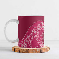 Japanese Bishamon-Kikkou Pattern Ceramic Mug Water Pillar Silent River Flow LT9 Burgundy - Polynesian Pride