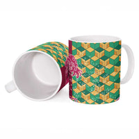 Japanese Bishamon-Kikkou Pattern Ceramic Mug Water Pillar Silent River Flow LT9 - Polynesian Pride