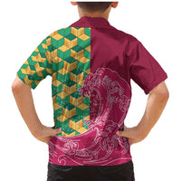 Japanese Bishamon-Kikkou Pattern Family Matching Mermaid Dress and Hawaiian Shirt Water Pillar Silent River Flow - Polynesian Pride